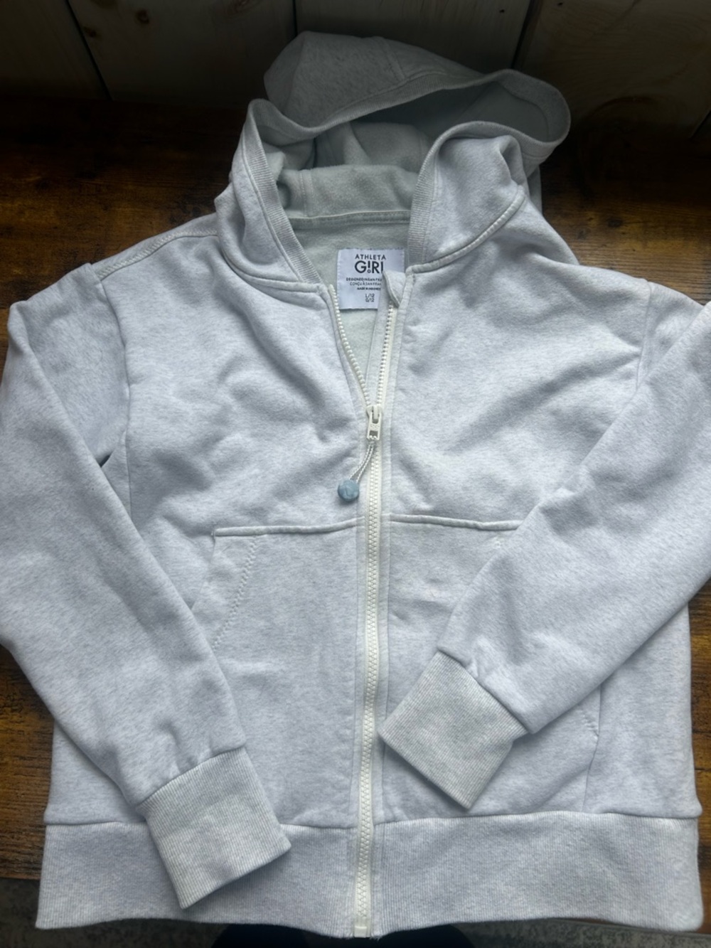 Athleta Kids Light Gray Full-Zip Hoodie